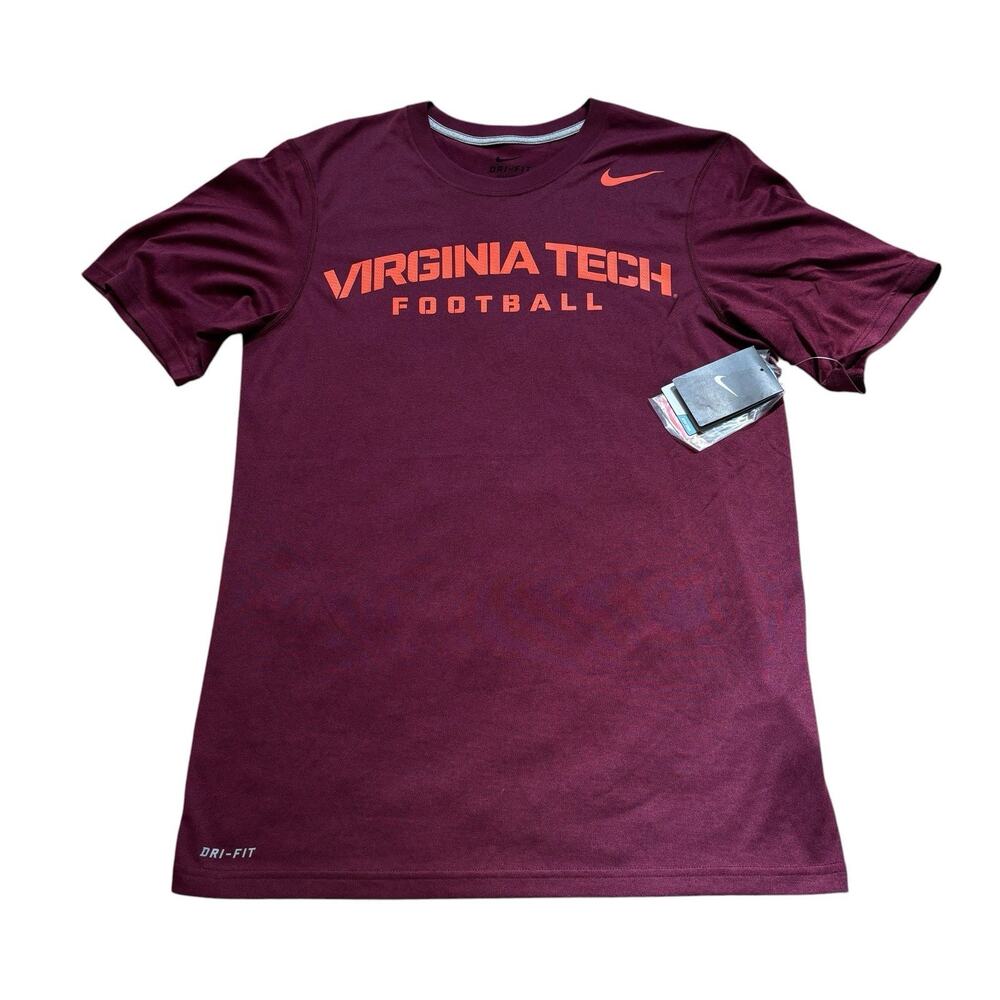 Virginia Tech Hokies Football Nike Dri-Fit Short Sleeve Tee Men's Maroon NWT